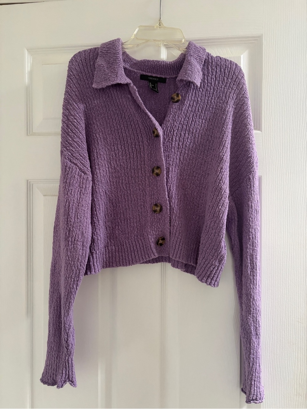 Forever21  Lavender Cropped Button-Up Sweater